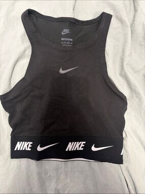 Nike Black Crop Tank with Branded Elastic Hem
